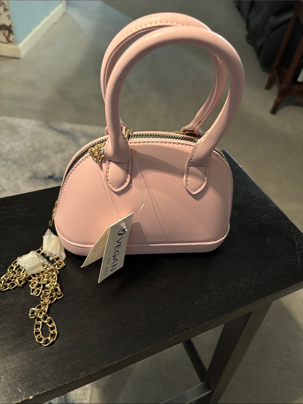 Vegan Pink Mini Dome Satchel Handbag